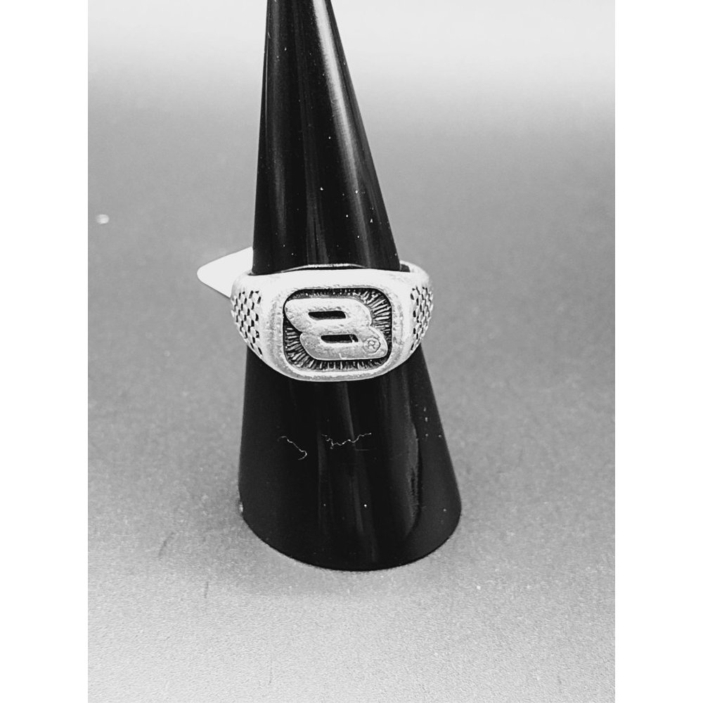 Sterling Silver Kyle Busch NASCAR #8 Ring Signed WJ Size 7.5